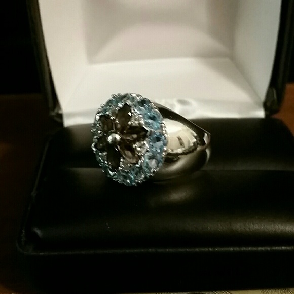 NWOT Blue Topaz & Sapphire Solid 925 Sterling Ring - Picture 3 of 6